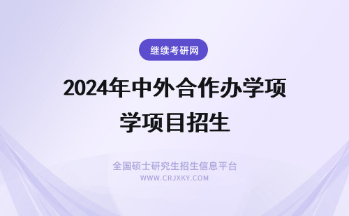 2024年中外合作办学项目招生 中外合作办学博士学位项目招生