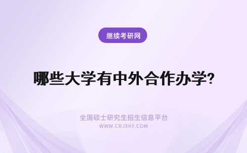 哪些大学有中外合作办学? 985大学中外合作办学有哪些